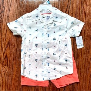 NWT🏝 2pc boys short sleeve & matching shorts